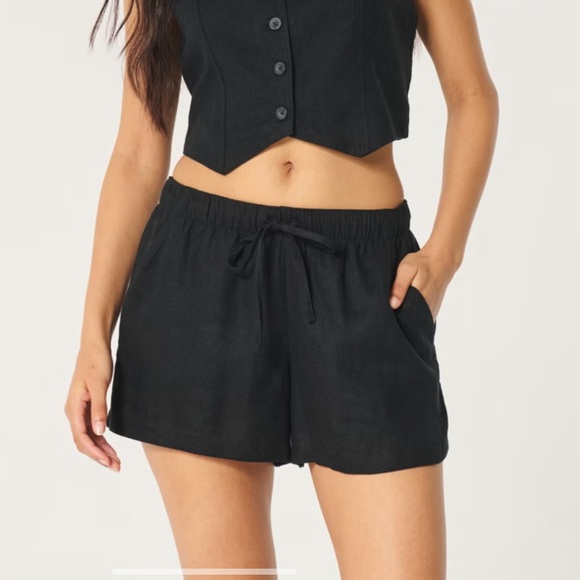 Hollister Black High Rise Linen Shorts XS - Picture 2 of 7